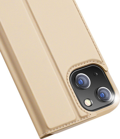 Kapak telefoni Dux Ducis Skin Pro për iPhone 13, me kapak palos dhe xhep kartash, i artë