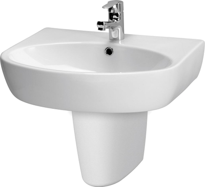 Lavabo muri Cersanit Parva 60 cm, qeramike, me një vrimë për bateri, e bardhë
