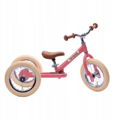 Biçikletë balancuese Trybike Matte 2 në 1, rrota 12", çelik, rozë vintage