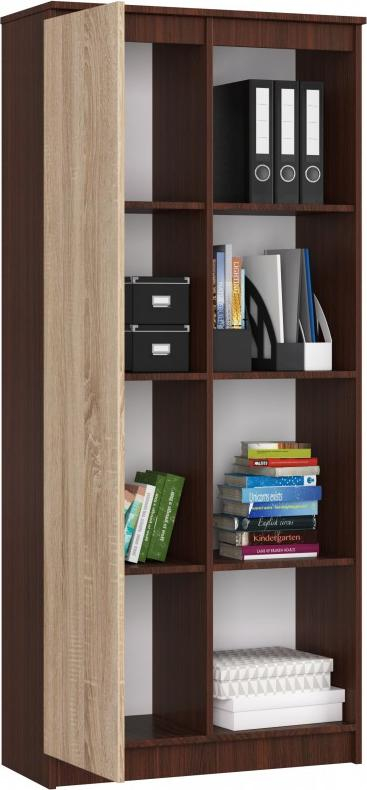 Raft librash Office Bookcase R CLP 1D 4S, 80x180cm, panel i laminuar 16mm, wenge edhe sonoma