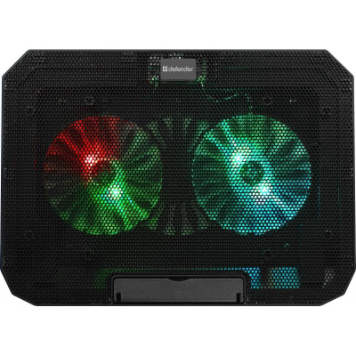 Mbajtëse ftohëse për laptop NATEC NS-510, 2 ventilatorë, dritë rainbow, e zezë
