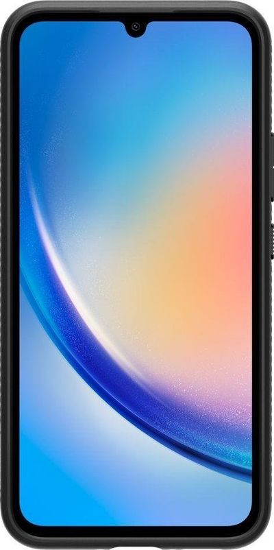 Mbulesë telefoni Spigen Liquid Air Armor për Galaxy A34 5G, gomë e butë, matte, e zezë