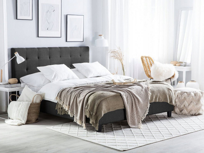 Француски кревет Eu Waterbed, 140x200cm, тапацир полиестер, темно сив