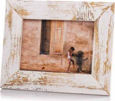 Kornizë fotografish Bad Disain Rustic, 15x21cm, dru i ricikluar, e bardhë