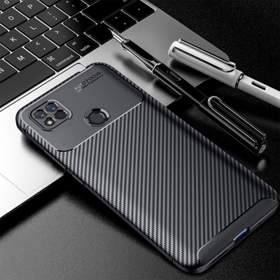 Këllëf telefoni Carbon Premium për Xiaomi Redmi 9C, TPU, që s’rrëshqet, i zi
