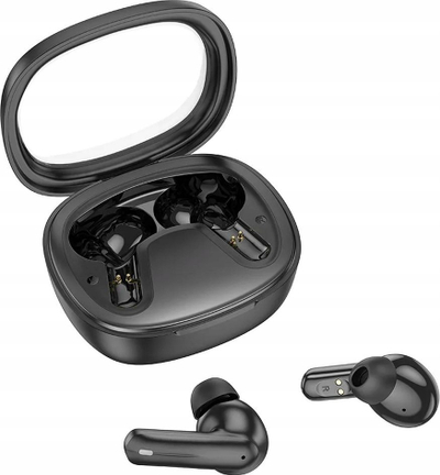 Kufje pa tela Hoco TWS EQ6, Bluetooth 5.3, me këllëf karikimi, të zeza