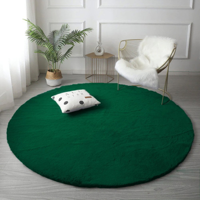 Tapet rrumbullak Strado Round Rug Rabbit, 150x150 cm, antirrëshqitës, jeshile e errët