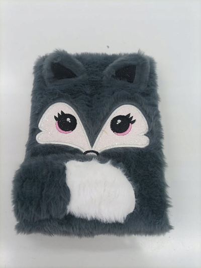 Ditar plush Notes Fox Diary A5, me vija katrore, shumëngjyrësh