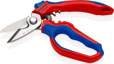 Gërshërë të kënduara për elektricistë Knipex 95 05 20, çelik inox, doreza plastike, blu kuqe
