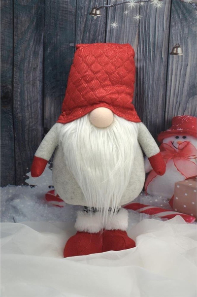 Zbukurim Krishtlindjesh Saska Christmas Gnome me këmbë teleskopike 80-115 cm, kapelë me stof, i kuq