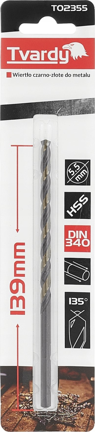 Widhi metali Tvardy TO2355, HSS M2, 5.5mm, e zezë e artë