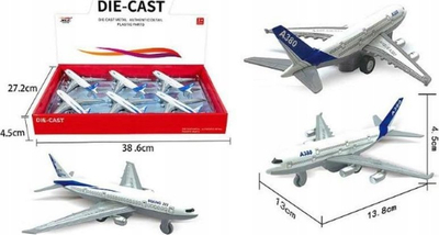 Aeroplan lodër metalik Bigtoys BSAM5719, die-cast, 14cm, bardhë blu