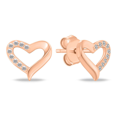 Set Vathë dhe pendant për femra Brilio Silver Heart SET270R, të artë rozë