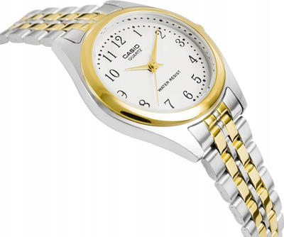 Часовник Casio LTP-1129G-7BRDF на рака, аналоген, двобоен сребро и злато