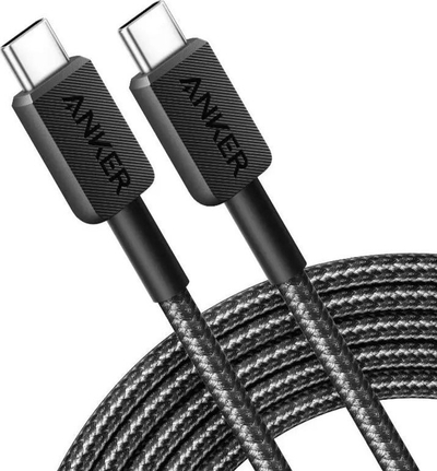 Kabllo USB Anker 322 USB C në USB C, 1.8m, 60W, e zezë