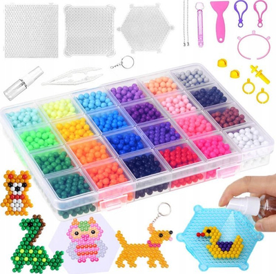 Set lodër Magic Water Beads, 24 ngjyra, DIY, shumëngjyrësh