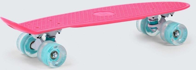 Skateboard LED me drita, rrota që ndizen, deri 100 kg, rozë