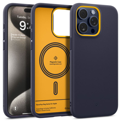 Mbulesë telefoni Spigen Caseology Nano Pop Mag për iPhone 15 Pro Max, TPU, kompatibile me karikim pa tela, blu navy