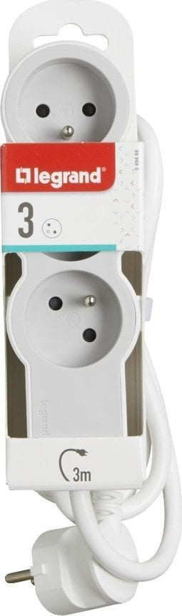 Zgjatës elektrik Legrand 049488, 3 priza, 3m, i bardhë gri