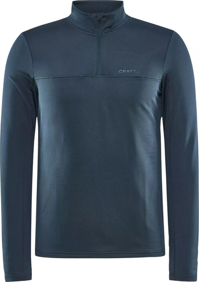 Bluzë sportive për burra Craft Core Gain Midlayer, me mëngë të gjata, me jakë të lartë me zinxhir, blu e errët