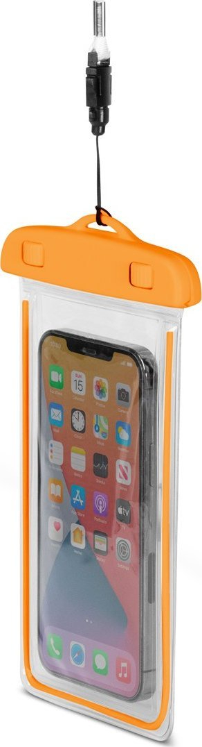 Etui universale për telefon, PVC i papërshkueshëm nga uji, me litar, portokalli