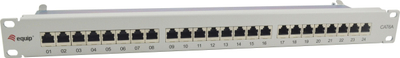 Patch panel Equip 24 porta, Cat.6A, i blindum, gri e hapur