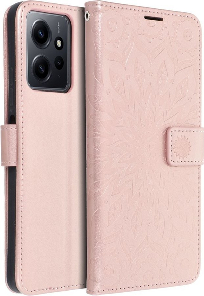 Këllëf libri Forcell Mezzo për Xiaomi Redmi Note 12 4G, me mbajtëse kartash, mbyllje me magnet, rozë gold