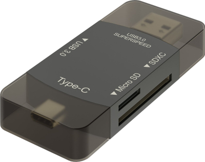Hub OTG Newell 3 në 1, USB A edhe USB C, lexues SD edhe microSD, gri