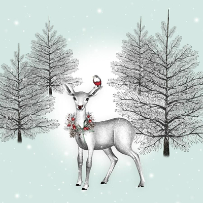 Kartolinë urimi Clear Creations Swarovski CL0810 Christmas Deer, katrore, me zarf