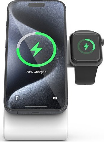 Karikues wireless Crong MagSpot 3 në 1 MagSafe, për iPhone Apple Watch AirPods, i zi