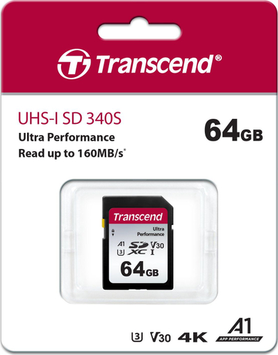 Kartë memorie Transcend 340S SDXC, 64GB, Class 10 UHS I U3 V30