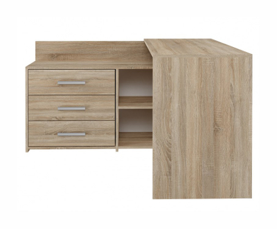 Tavolinë këndore kompjuteri Dany Large, 3 sirtarë, rafte, sonoma oak