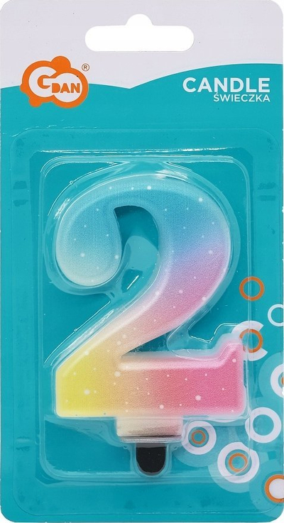 Qiri ditlindjeje Godan numri 2, 8cm, pastel ombre, shumngjyrësh