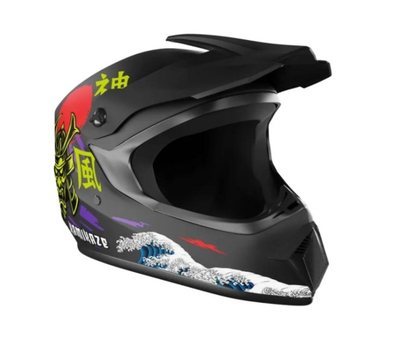 Helmë biçiklete Kamikaze Wave Full Face, Chin-Guard, madhësia L, e zezë