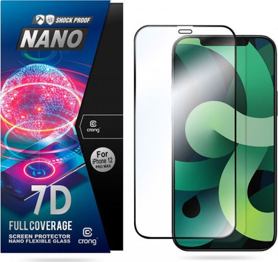 Mbrojtës ekrani Crong 7D Nano Flexible Glass, 0.2mm, 9H, për iPhone 12 Pro Max