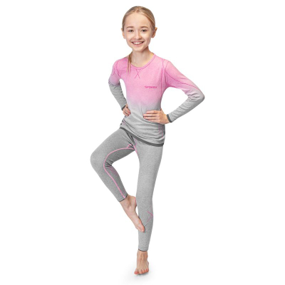 Rroba të brendshme termoaktive për goca Spokey Elsa Set Jr, set bluzë edhe pantalona, rozë