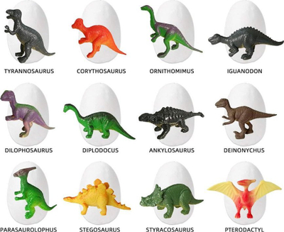 Set arkeologjik Yokomisiad Dino Egg, 12 vezë të mëdha dinozaurësh, me karta informative, shumëngjyrësh