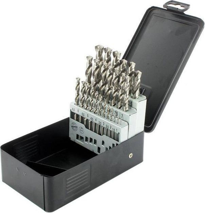 Set stërvitjesh metali Abraboro HSS GS, 25 copë, me kuti metalike, gri