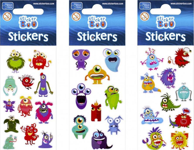 Ngjitëse Sticker Boo Monsters 476947, fletë 6×18 cm, shumëngjyrëshe