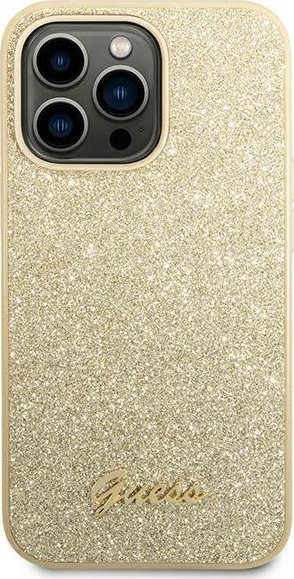 Mbulesë telefoni Guess GUHCP14LHGGSHD për iPhone 14 Pro, Glitter Script, e artë