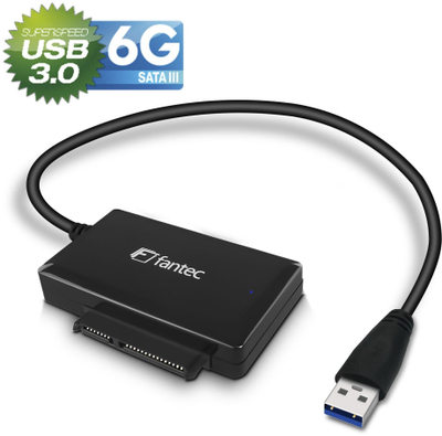 Adapter USB SATA Fantec USB 3.0, SATA III 6Gb/s, për SSD HDD 2.5", i zi