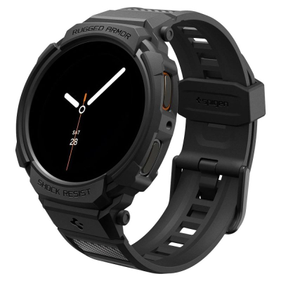 Mbrojtëse me rrip Spigen Rugged Armor Pro për Galaxy Watch, pamje e fortë, i mban goditjet, ngjyrë e zezë