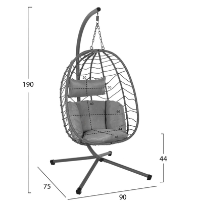 Luhatëse Millie 90x75x190Hcm (HM5997.10), gri