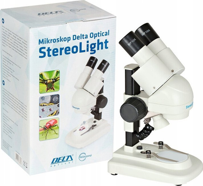 Mikroskop stereo Delta Optical StereoLight, zmadhim 10x, ndriçim i integruar, i bardhë