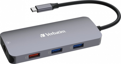Hub USB C Verbatim CMH 09, 9 porta, 10Gbps, gri
