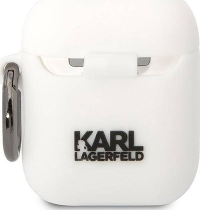Mbulesë Karl Lagerfeld KLACA2SILKCW për AirPods 1/2, silikon, e bardhë