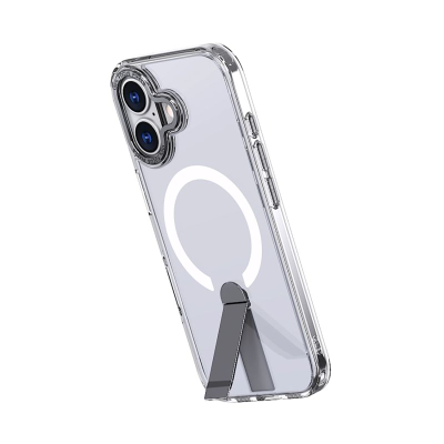 Mbrojtëse telefoni Hurtel Hybrid Armor X për iPhone 17, me MagSafe, me këmbëz, transparente