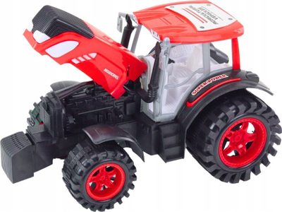 Lodër traktor ferme me rimorkio dhe bale kashte, plastikë, i kuq