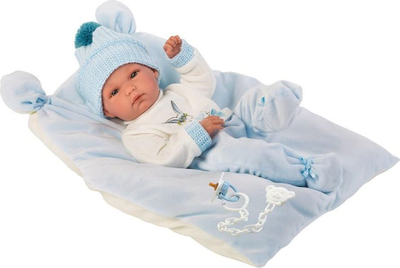 Goca lodër bebe Llorens Rntactosua35 1063555, 35 cm, vinil i butë, blu e çelët