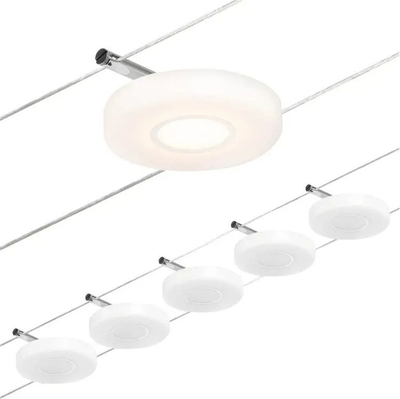 Sistem drite me kabllo Paulmann Wire DiscLED, 5 spot LED, i bardhë